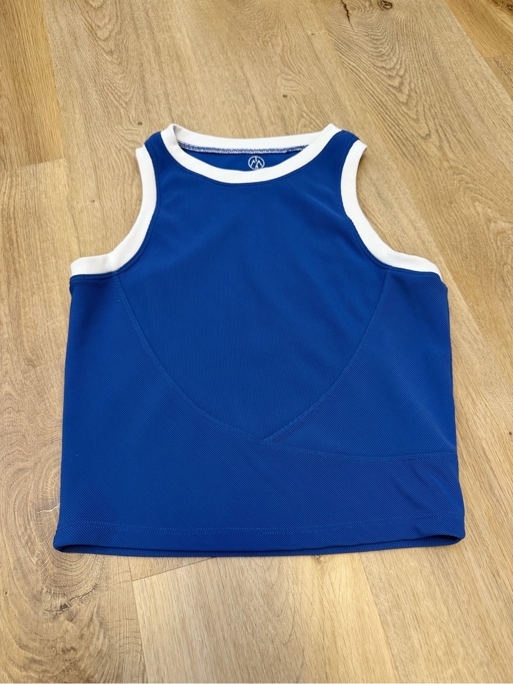 Move Theology Blue Long Line Tank with White Trim